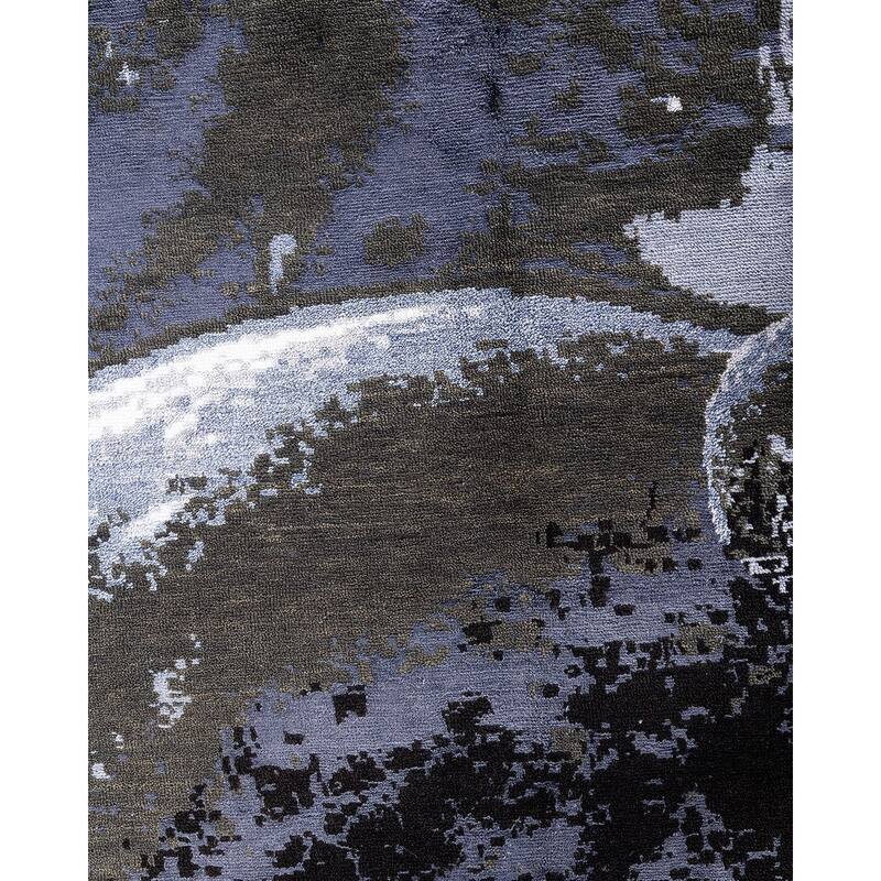Ikat One-of-a-Kind Hand-Knotted Area Rug, Black - 9' 4" x 12' 2"