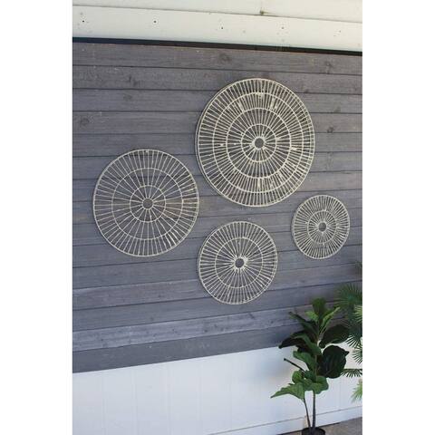 Set of Four Wire Wrapped Hand Made Paper Discs Wall Art