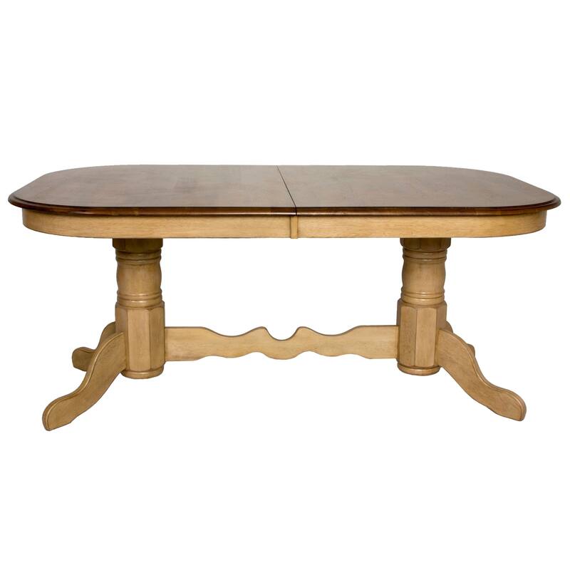 Extendable Dining Set 96" Oval Table, 7 Piece Dining Room Set, Seats 10, Coastal Style