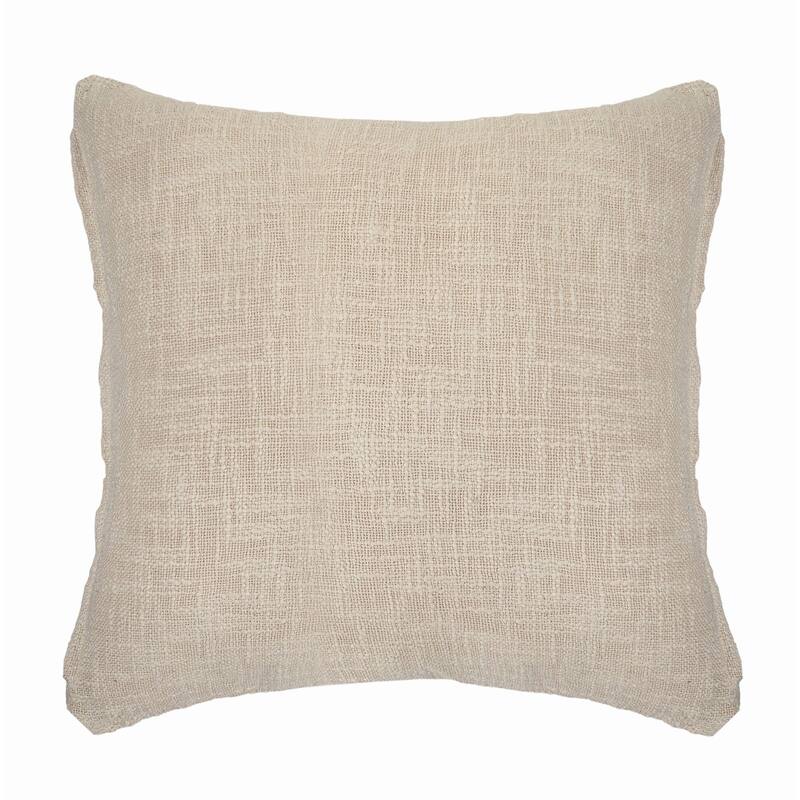20" Beige Hand Woven Diamond Tufted Square Throw Pillow