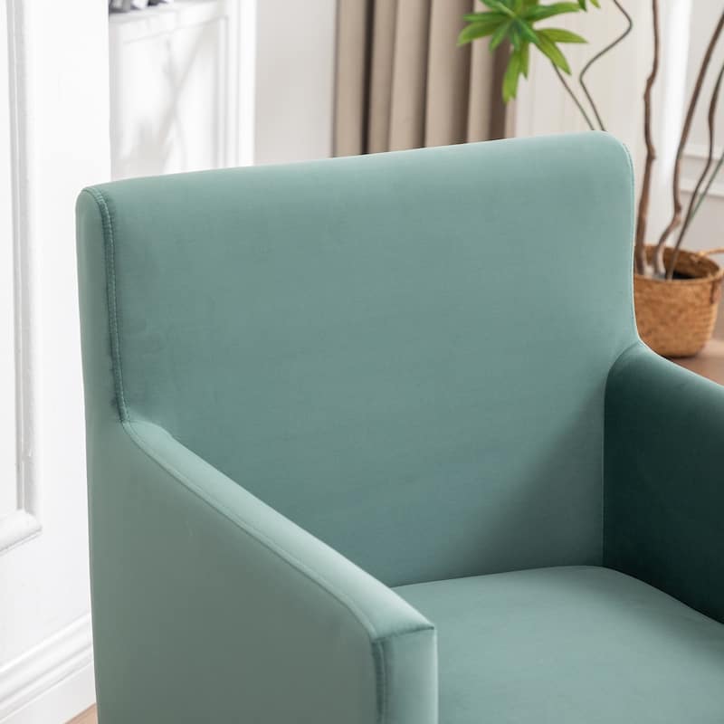 SEYNAR Modern Velvet Accent Arm Dining Chair Set of 2 with Metal Legs