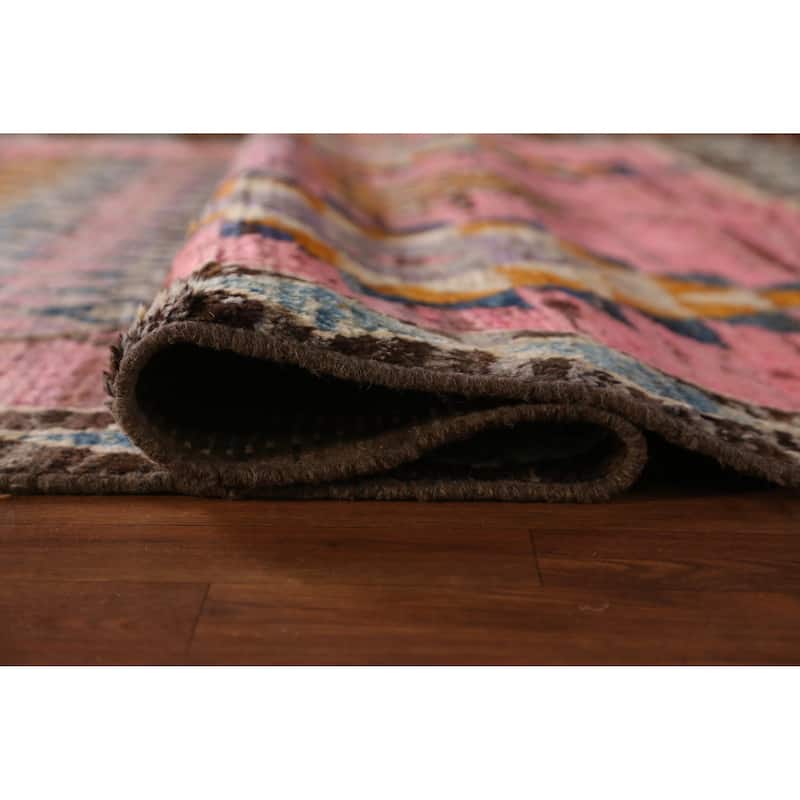 Pink Geometric Moroccan Area Rug Hand-Knotted Wool Carpet - 6'7" x 10'3"