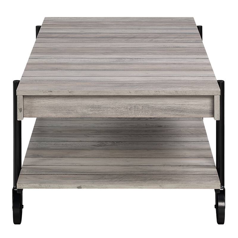Hyssop Farmhouse Steel 2-Piece Coffee Table Set with Shelf by Furniture of America