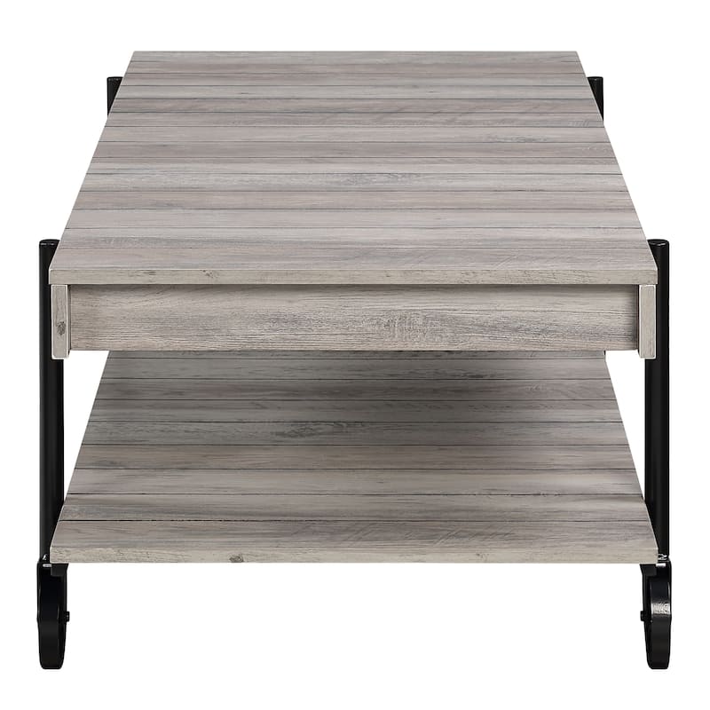 Hyssop Farmhouse Steel 3-Piece Coffee Table Set with Shelf by Furniture of America