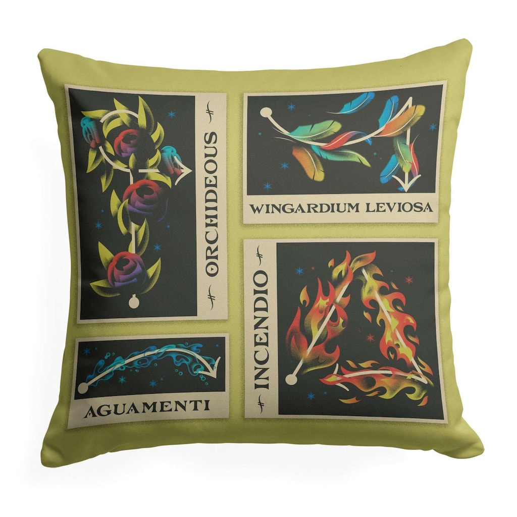 Warner Brothers Harry Potter Spells Collage 18 Inch Throw Pillow