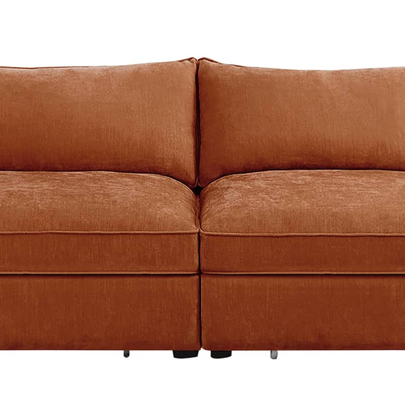 Chenille Fabric Upholstered Sofa with Under-Seat Drawers
