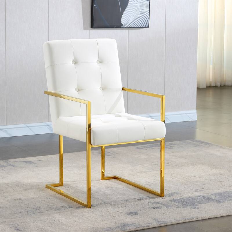 Velvet Dining Chair Tufted Design and Silver Finish Stainless Base