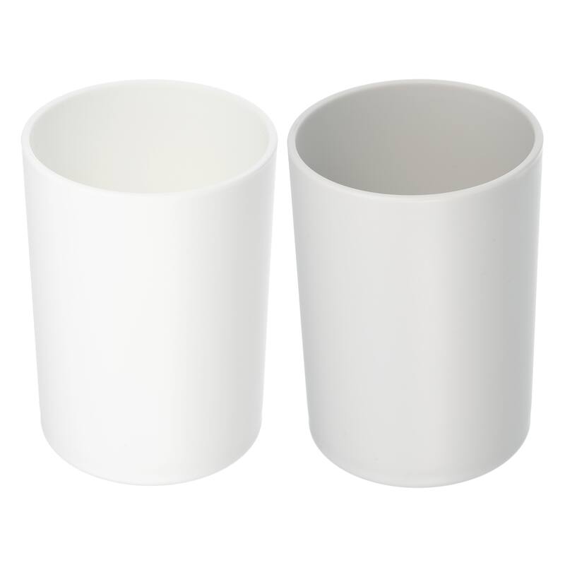 2pcs Bathroom Toothbrush Tumblers for Kitchen Color White Gray 4.05"x2.91" - White Gray