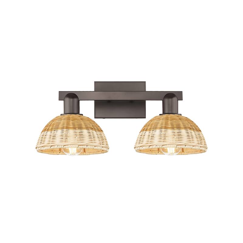 Innovations Lighting 716-2W-12-16 Natural Ballston Dome Vanity Natural - Oil Rubbed Bronze / Natural