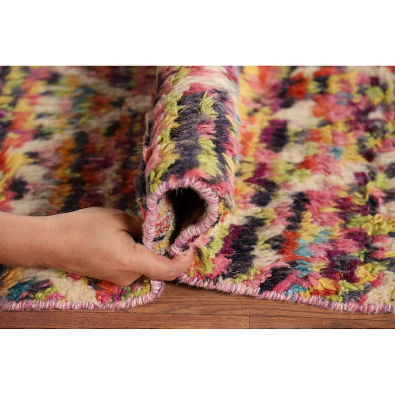 Trellis Moroccan Oriental Area Rug Hand-Knotted Wool Carpet - 6'1" x 9'6"