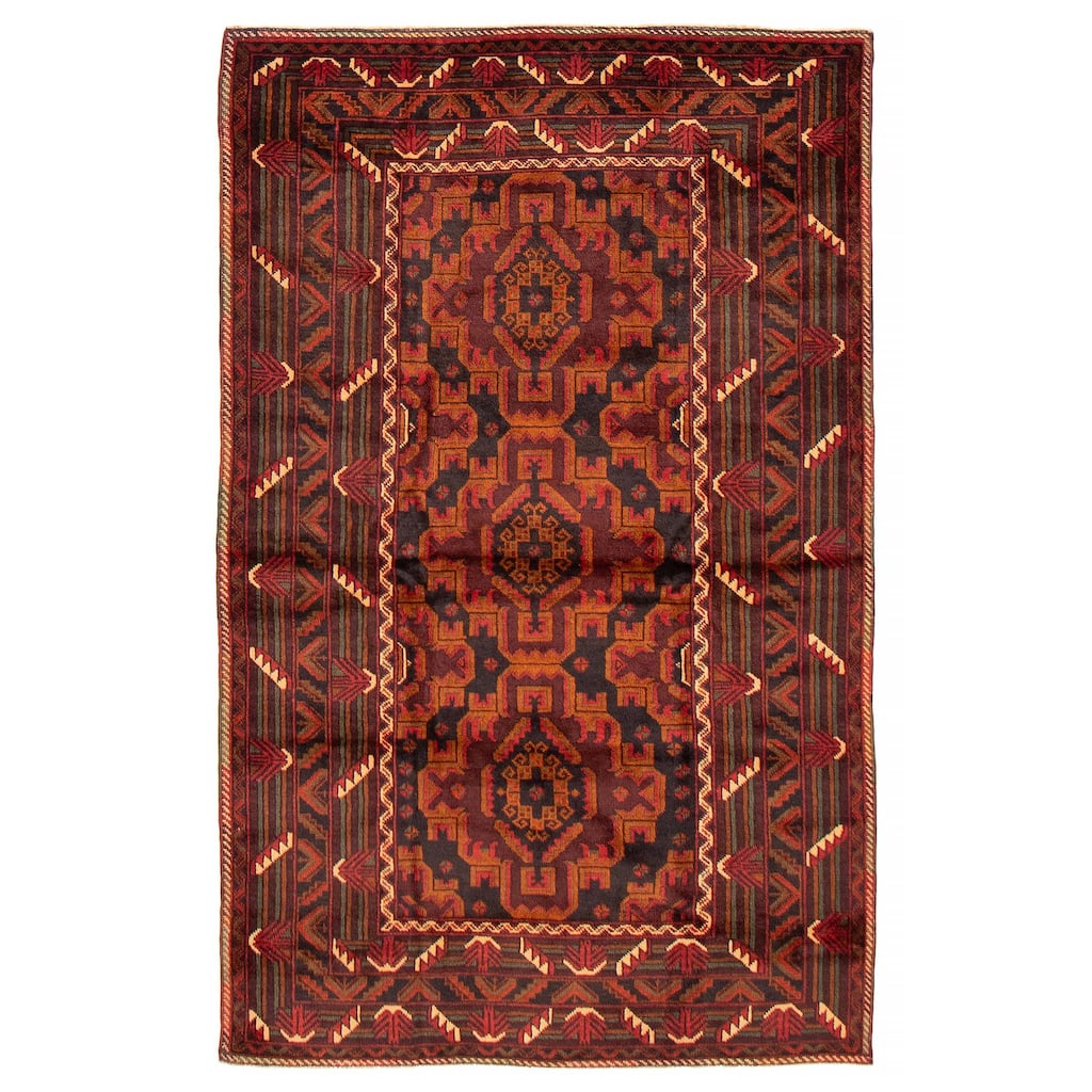 Teimani Red Rug 3'11" x 6'9" - 3'11 x 6'9