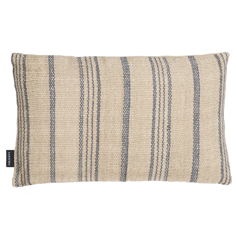 SAFAVIEH Home Junie 12 x 20-inch Natural/Grey Cotton Lumbar Pillow