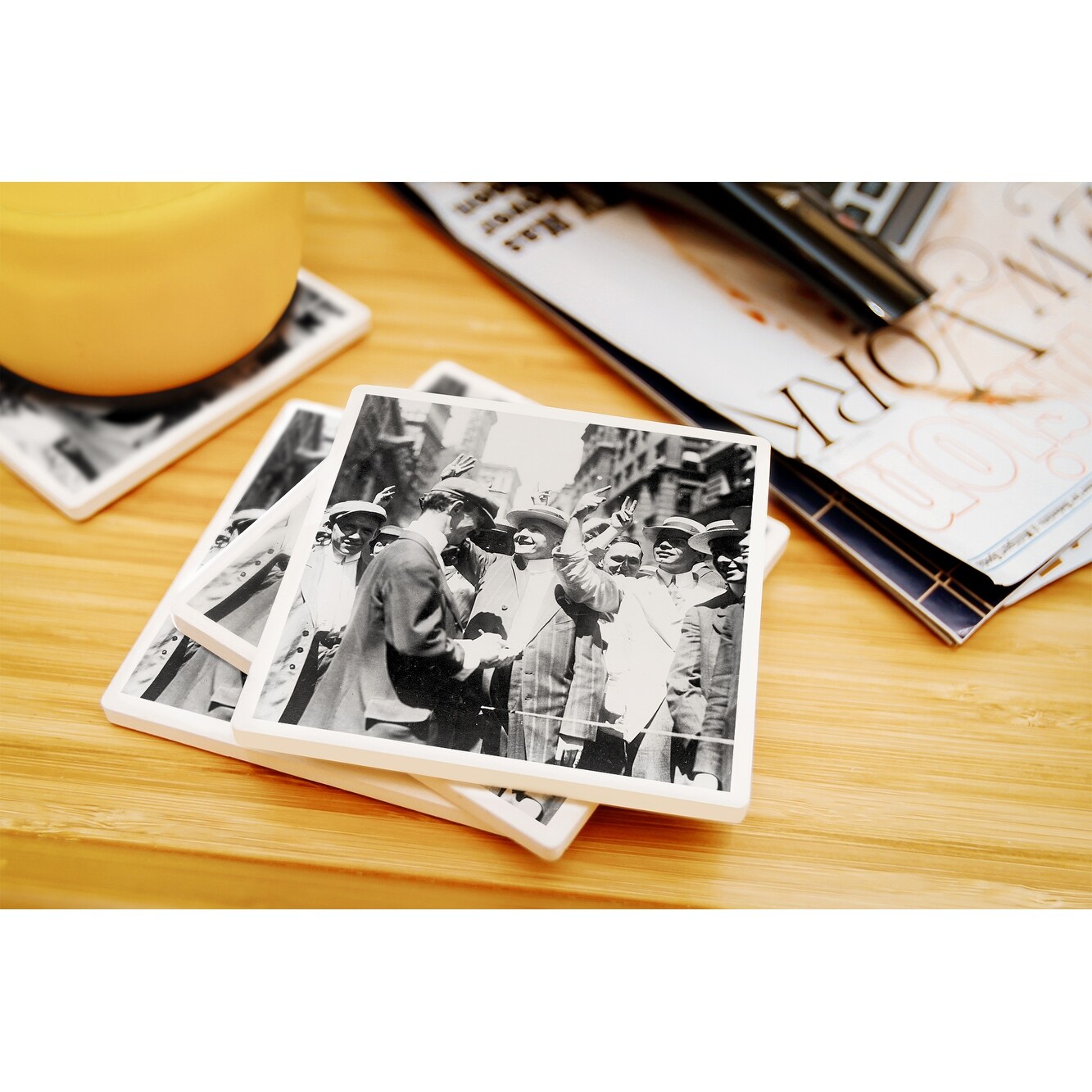 Shop Stock Trading From The Curb Market Vintage Photograph Set Of 4 Ceramic Coasters Cork Backed Absorbent Ceramic Coasters Free Shipping On Orders Over