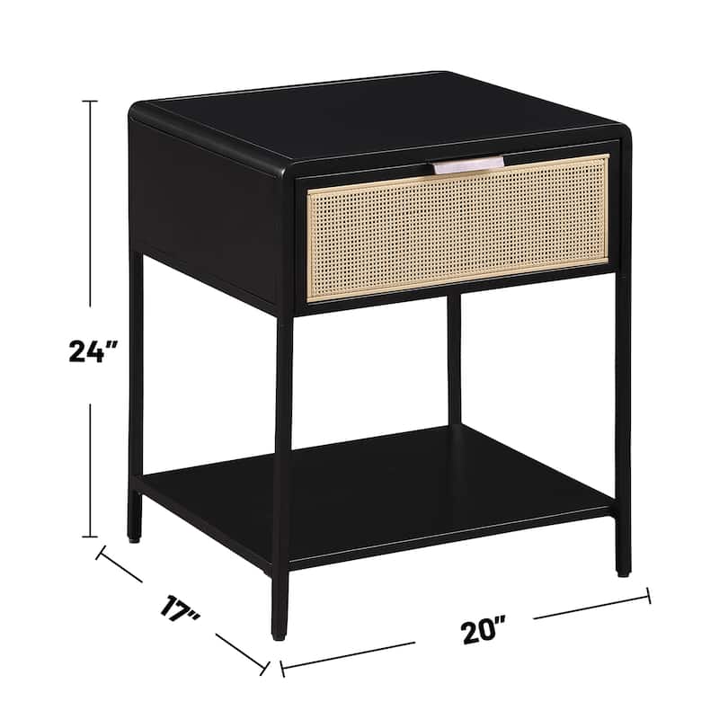 1 Drawer and 1 Open Shelf Metal Side Table