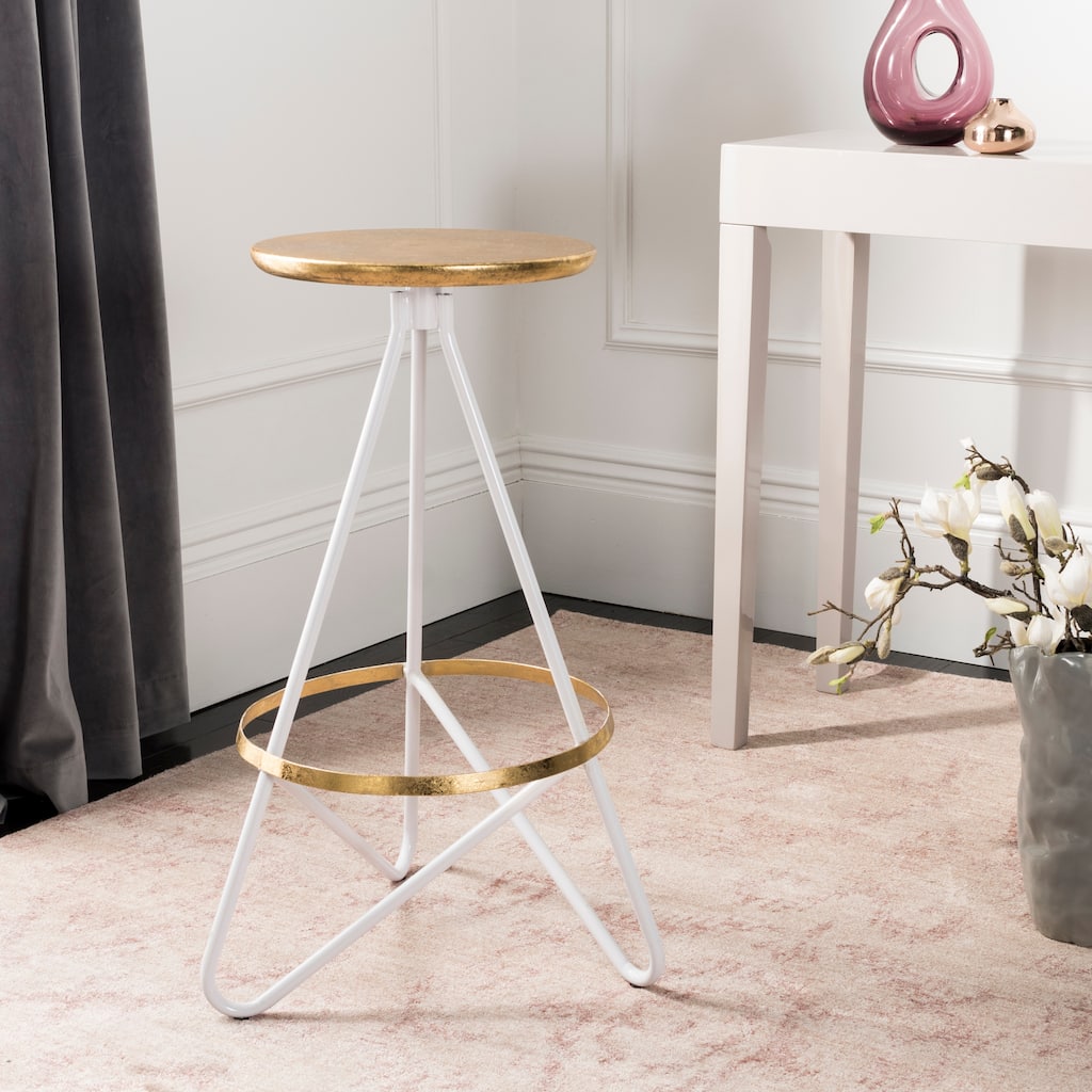 SAFAVIEH Ortrud 30-inch Bar Stool - Silver / Leaf - 16.5" x 16.5" x 24" - 18Wx17Dx30H