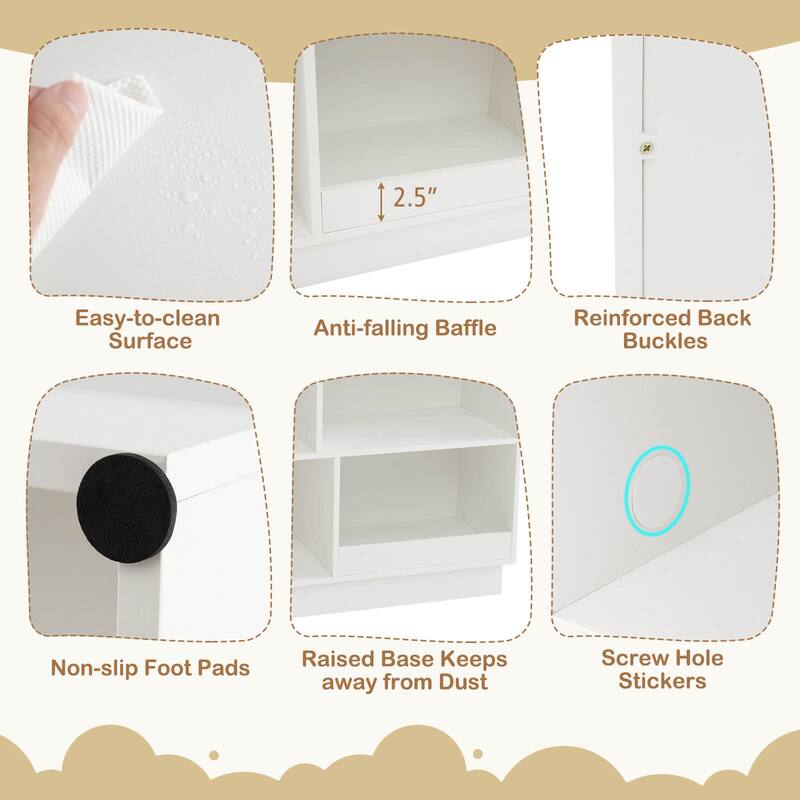 Costway Wooden Kids Dollhouse Bookshelf with Open Shelves - See Details