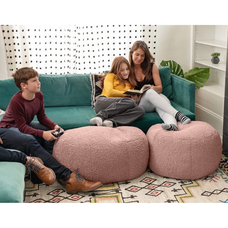 Jaxx Ellis Pouf - Modern Shearling Faux-Lamb Plush Fleece Ottoman