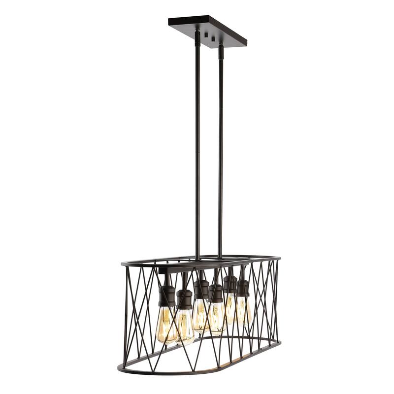 Urbanna 37.75" 6-Light Adjustable Iron Farmhouse Rustic LED Dimmable Pendant, Oil Rubbed Bronze by JONATHAN Y