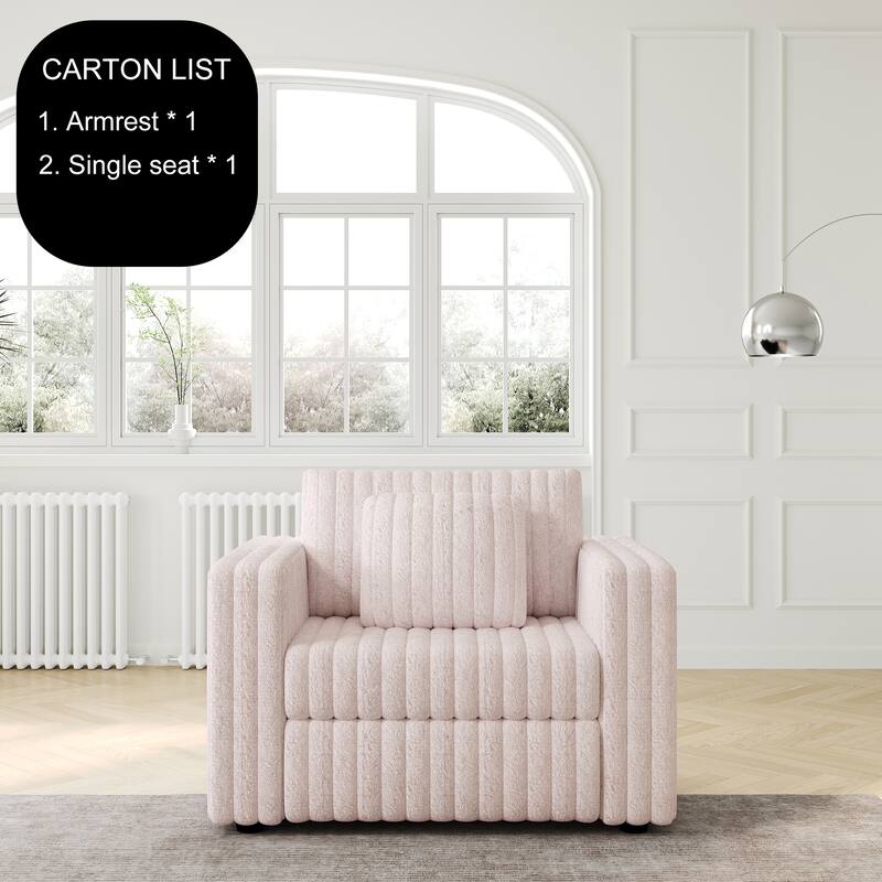 44.9" Plush Modular Sofa Single - Highly Comfortable, Stylish & Functional for Bedroom & Living Room, Light Pink