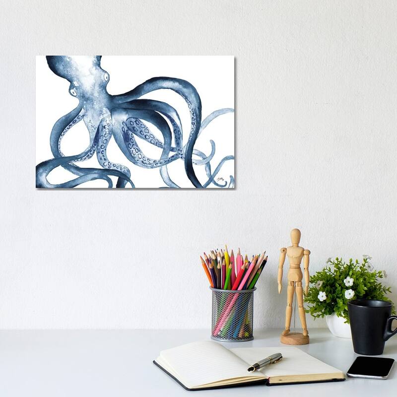 iCanvas "Octopus in the Blues" by Elizabeth Medley Canvas Print - 8x12x0.75