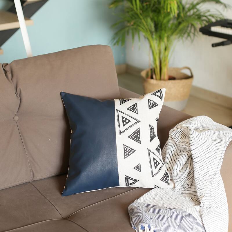 Decorative Faux Leather Square 17" Throw Pillow Cover