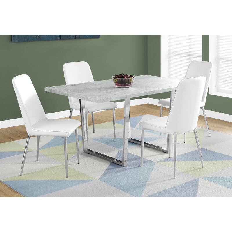 Dining Table, Rectangular, Kitchen, Dining Room, Chrome Metal - Grey