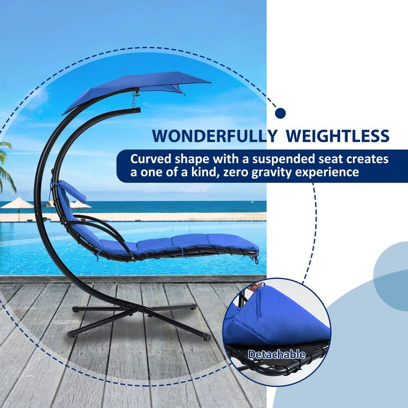 Hanging Chaise Lounger with Removable Canopy