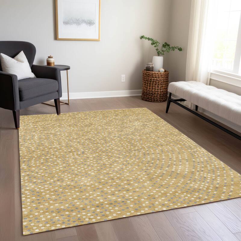 Machine Washable Indoor/ Outdoor Modern Dotty Chantille Rug