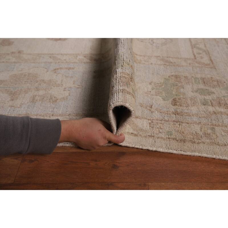 Vegetable Dye Oushak Turkish Rug Handmade Floral Wool Carpet - 9'4"x 12'5"