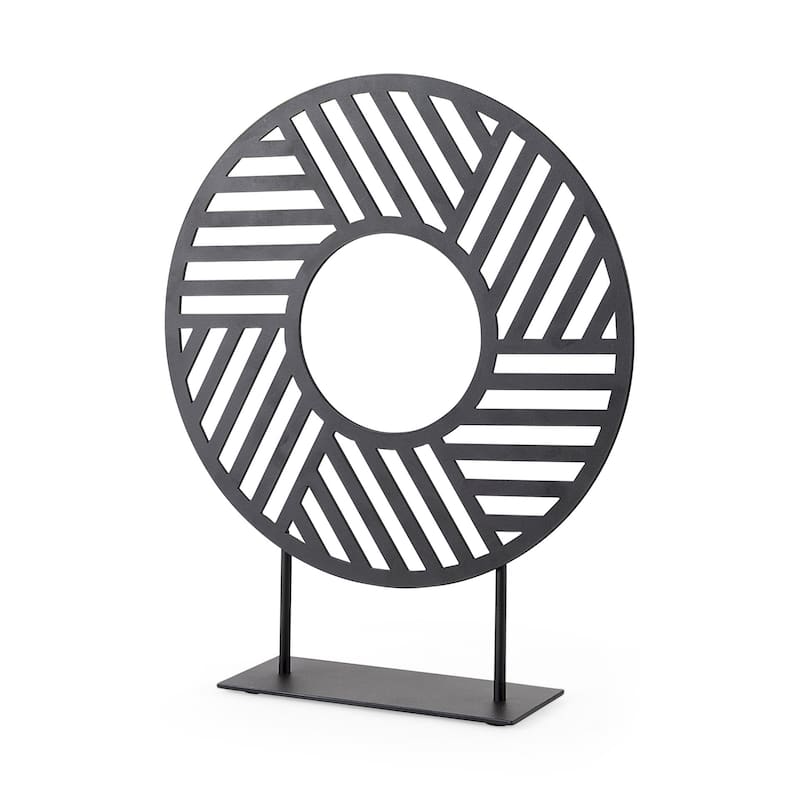 Micra Matte Black Metal Round Decorative Object - 11.0L x 3.0W x 13.4H