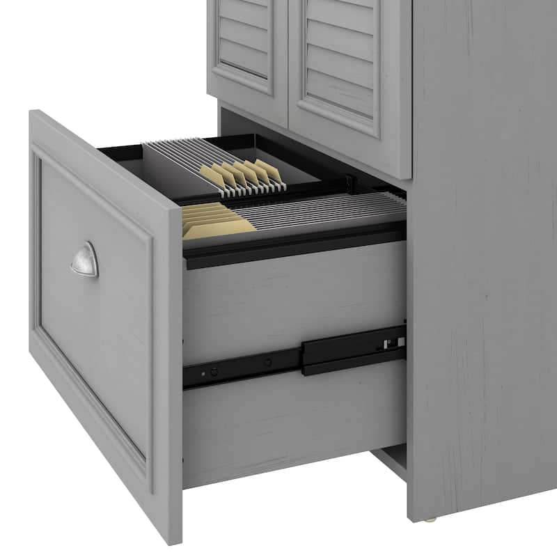 Fairview 60W L Shaped Desk and Storage Cabinet by Bush Furniture