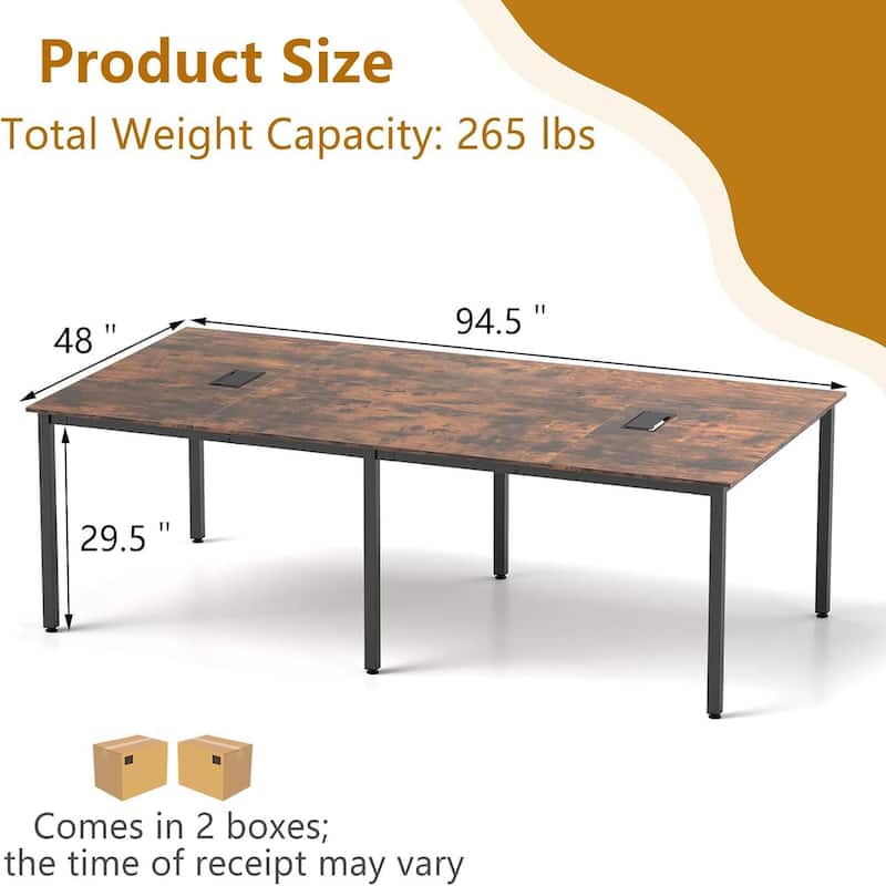 94.5"x 48" Conference Table Rectangular Seminar Table w/ Metal Frame