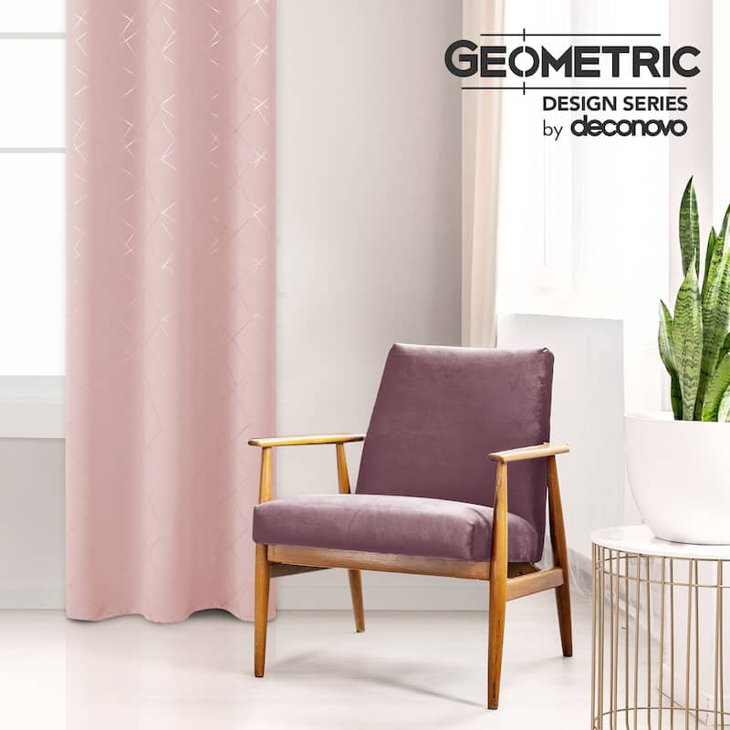 Deconovo Silver 42 Inch Geometric Curtain Panel Pair(2 Panel)