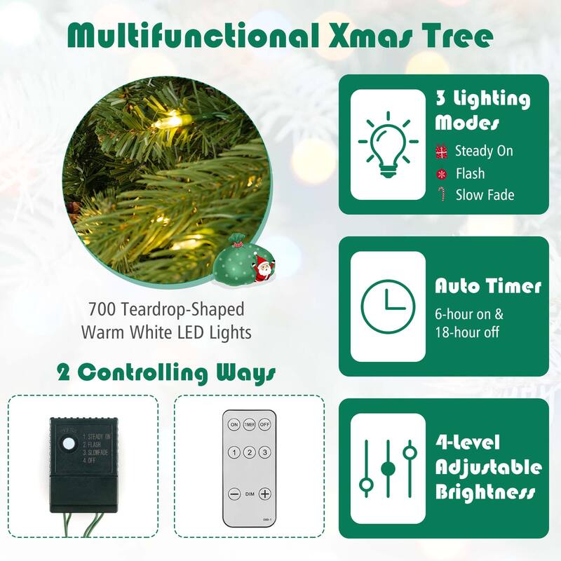 Costway 7 FT Pre-Lit Christmas Tree 3-Minute Quick Shape with Quick - See Details