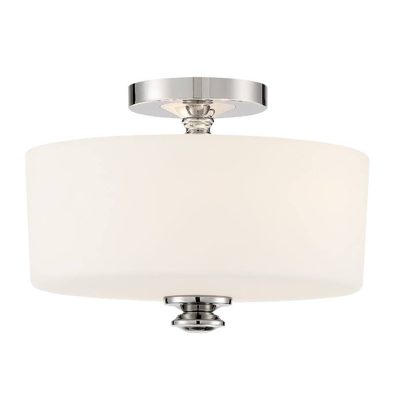 Travis 2 Light Polished Nickel Ceiling Mount - 12.5'' W x 9.25'' H - 12.5'' W x 9.25'' H