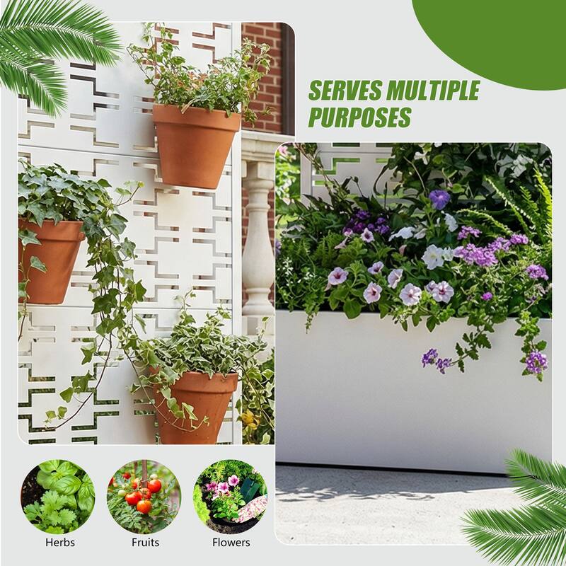 Metal Galvanized Planter Box with Trellis Privacy Screen Lockable Wheels