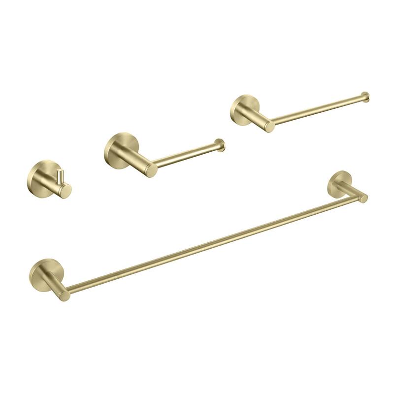 Circular 4-Piece Bathroom Hardware Set - Brushed Gold