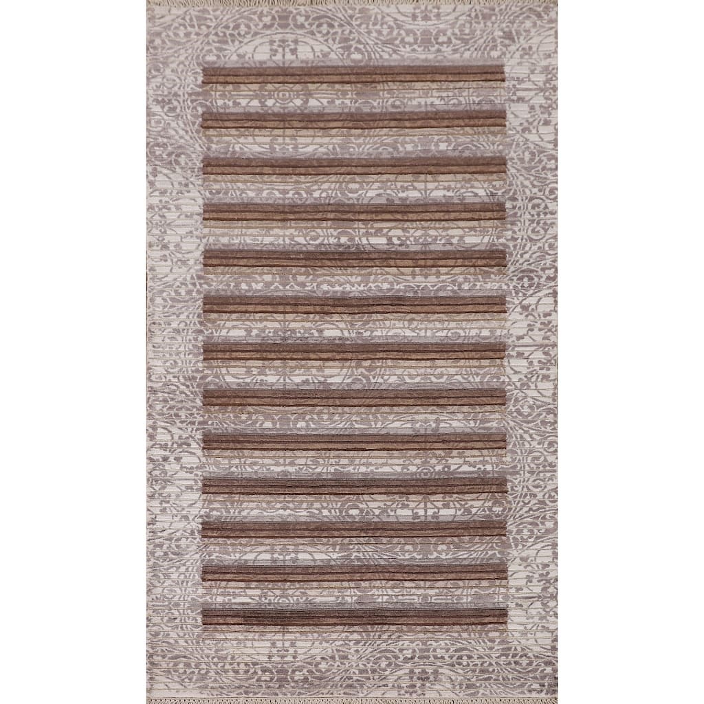 Modern Accent Rug Handmade Indian Abstract Wool Carpet - 2'9"x 5'2"