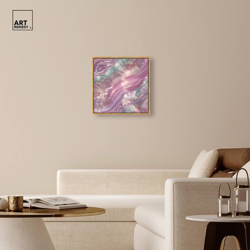 Pink and Mint Crystal I Canvas by Art Remedy