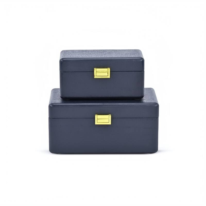 Sable Set of 2 Wooden Boxes with Gold Handles