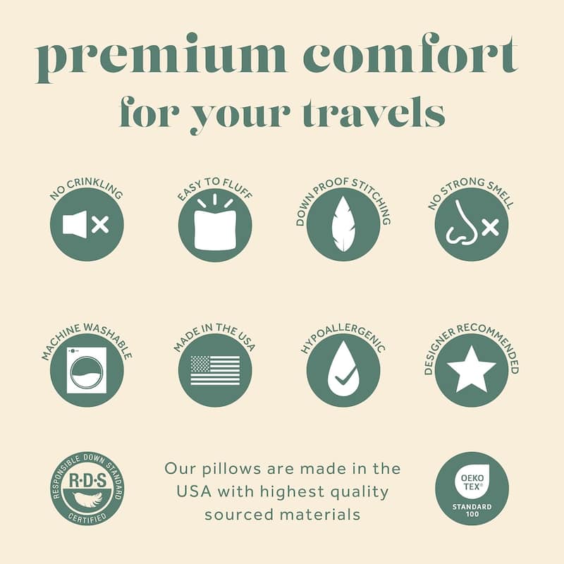 ComfyDown Travel Pillow - Filled with 800-FP Goose Down, 300-TC Cover