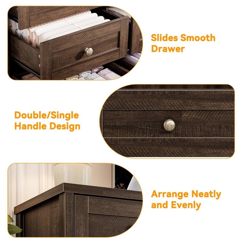 Dresser for Bedroom,Withe Long Wood Dresser with 12 Drawers,Storage Chest of Drawers with Plug-in Charging Hub