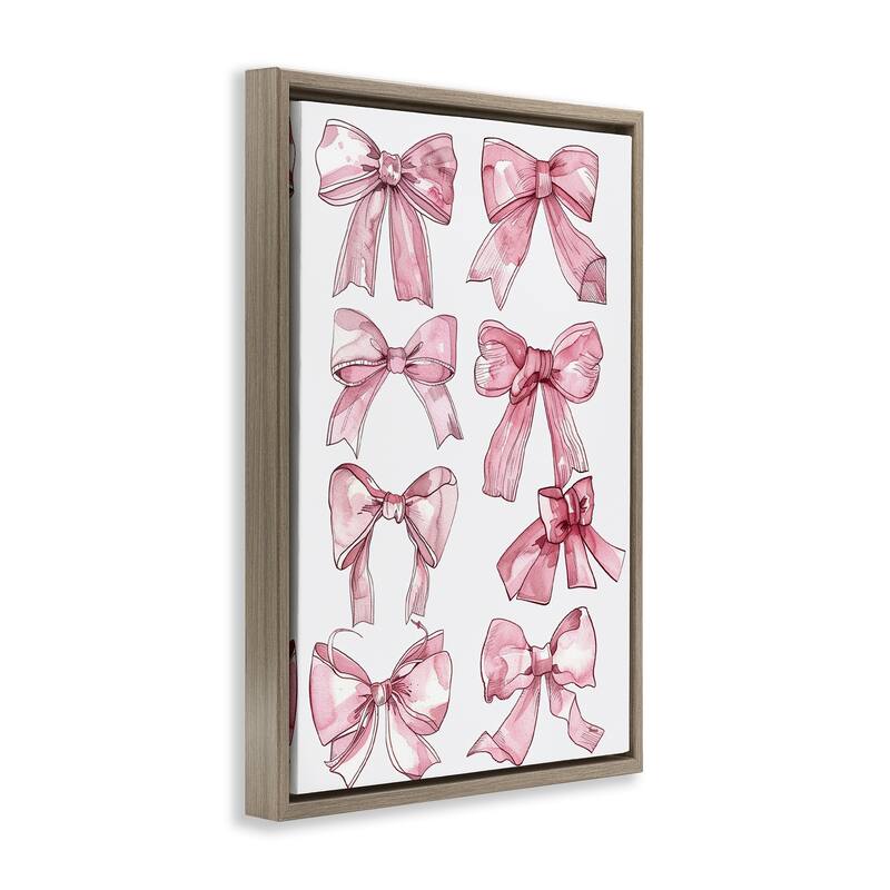 Stupell Various Ribbons in Pink Framed Floater Canvas Wall Art Design By LSR Design Studio