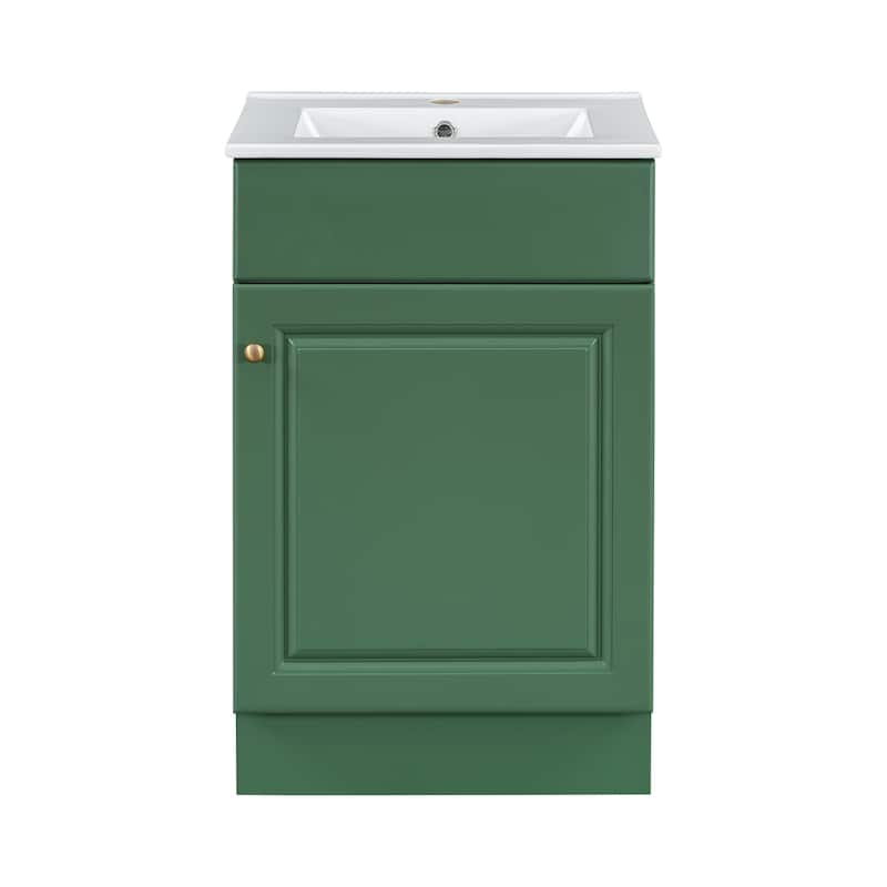 20" Bathroom Vanity With Sink, Vanity Cabinet With Door Shelf And Adjustable Shelf