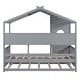 preview thumbnail 6 of 50, Pine Wood House Bed with Trundle Bed, Bookcase Bed with Storage Shlef & Roof, Semi-enclosed Design, for Kids Girls Boys