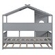preview thumbnail 7 of 14, Twin Size House Bed Kids Safty Platform Bed Wooden Bed Frame with 3 Storage Shelf & Twin Size Trundle, Semi-Enclosed Design