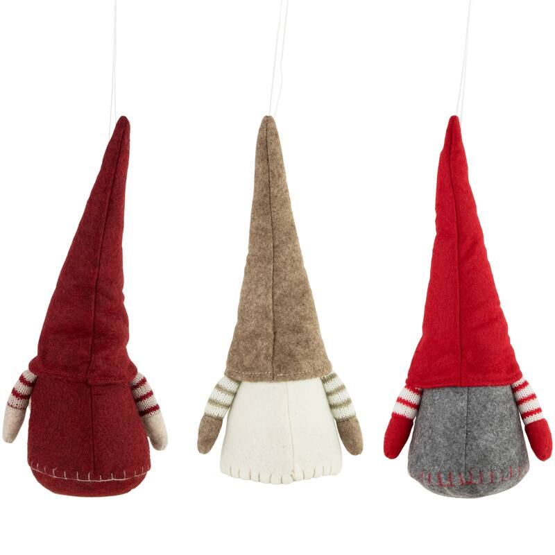 Bearded and Chubby Striped Arms Christmas Gnomes - 10.5" - Set of 3