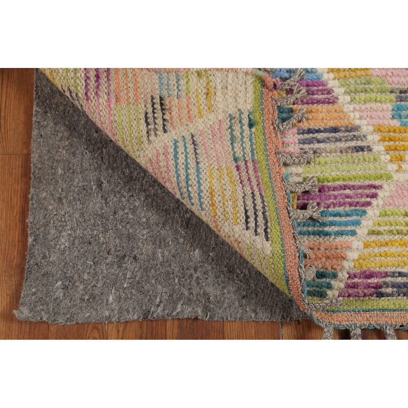 Modern Trellis Moroccan Oriental Runner Rug Hand-Knotted Wool Carpet - 2'5"x 12'8"