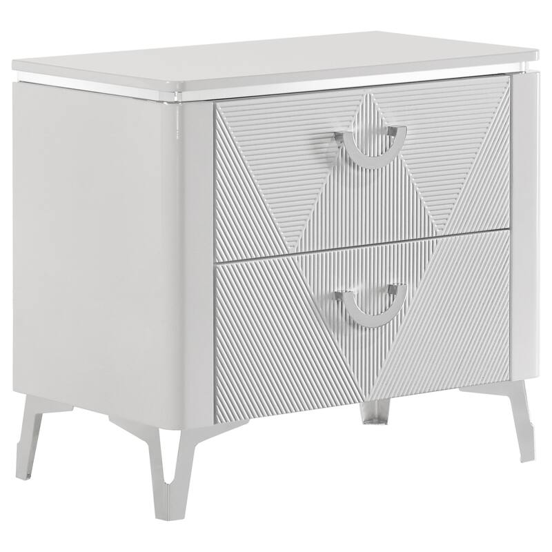 Cassia 2-drawer Nightstand Bedside Table White High Gloss - White High Gloss