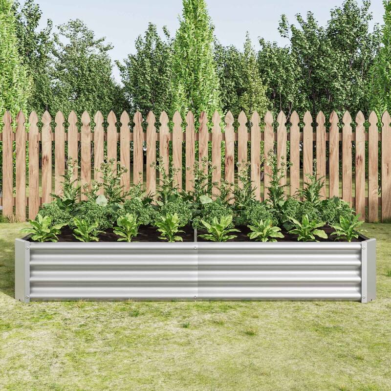 Large Galvanized Metal Raised Garden Bed Open Bottom Rust-Resistant